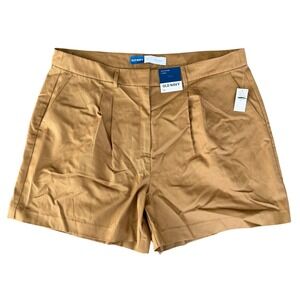 Old Navy Extra High-Rise Pleated Shorts Tan Camel 5 Inch Inseam Womens XL New